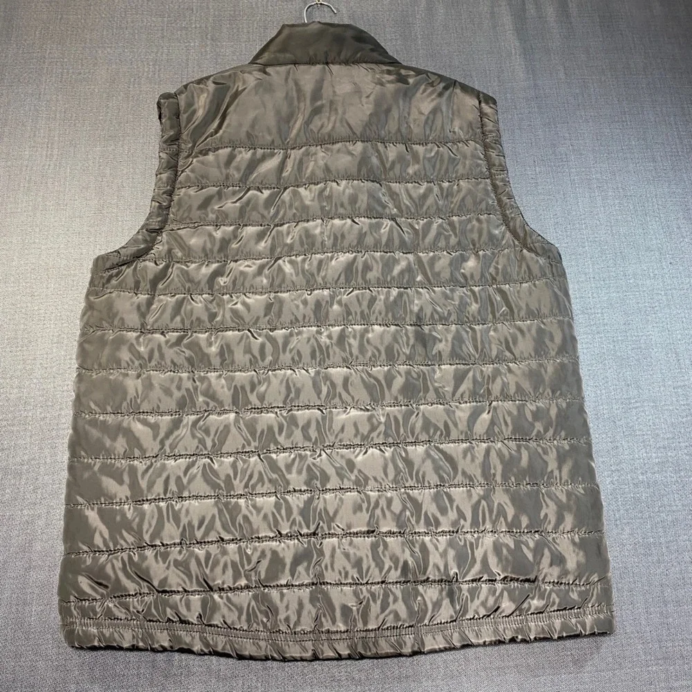 True Religion Mens Puffer Vest Charcoal Grey Quilted‎ Full Zip Horseshoe Logo L